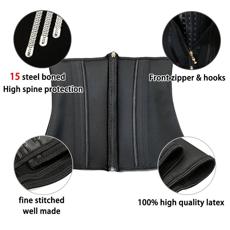 Women Plus Size Fajas Waist Trainer Corset Tummy Control Zipper Vest Body Shaper Cincher Shapewear Slimming Belt Sports Girdle